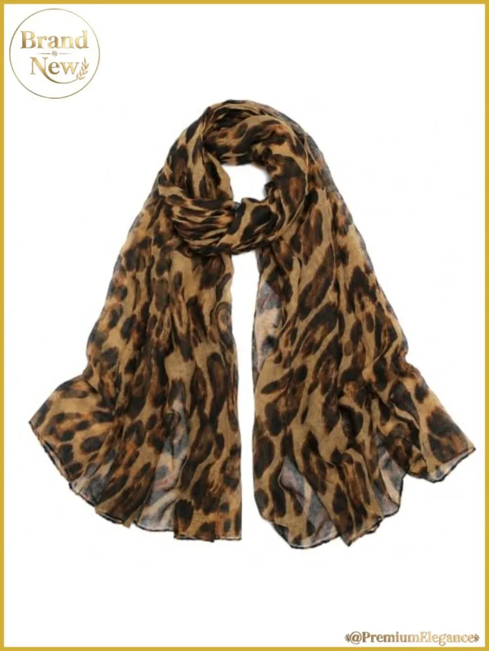 Polyester Leopard Print Scarf Lightweight Sheer Wrap Shawl for Evening Dress